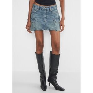 Denim Forum Cargo Mini Denim Skirt